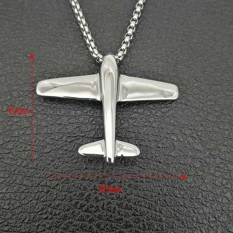 Planderful Hip Hop Necklace Premium Gold Plated Titanium Steel Aircraft Pendant For Streetwear Fans