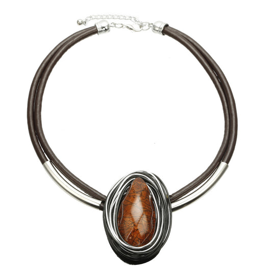 Bold Resin Pendant Necklace with European and American Flair - Stylish Amazon Jewelry with Aluminum Pendant