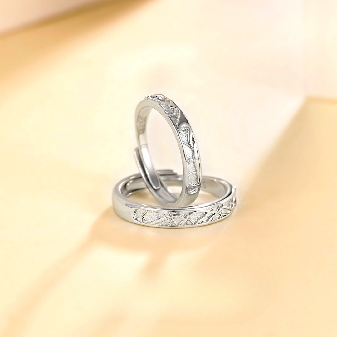 S925 Sterling Silver Ivy Couple Ring — Adjustable