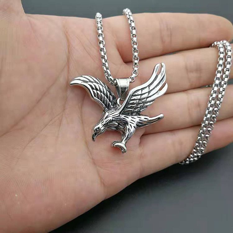 Steel Necklace - Statement Eagle Pendant