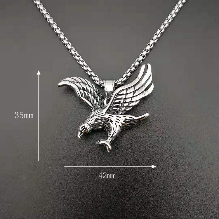 Steel Necklace - Statement Eagle Pendant