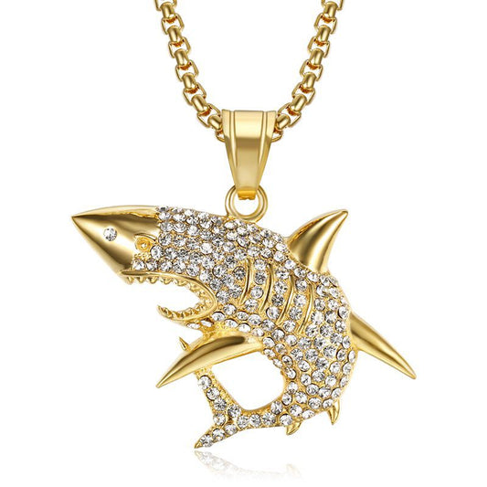 Zircon Necklace – Luxury Hip Hop Shark Pendant