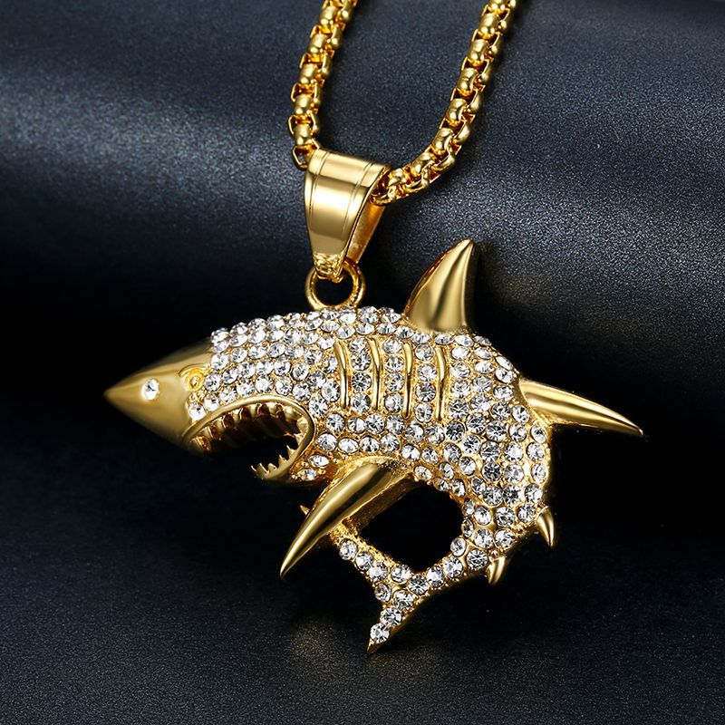 Zircon Necklace – Luxury Hip Hop Shark Pendant