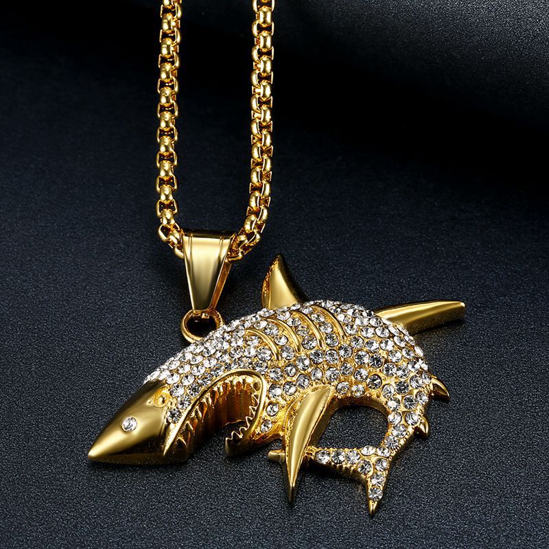 Zircon Necklace – Luxury Hip Hop Shark Pendant
