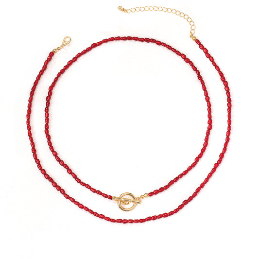 Planderful Vienna Verve Necklace Set – Stylish Red Pearl Design