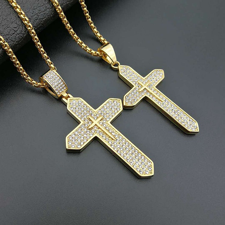 Zircon Necklace Statement Hip Hop Gold Plated Titanium Steel Pendant By Planderful Jewelry