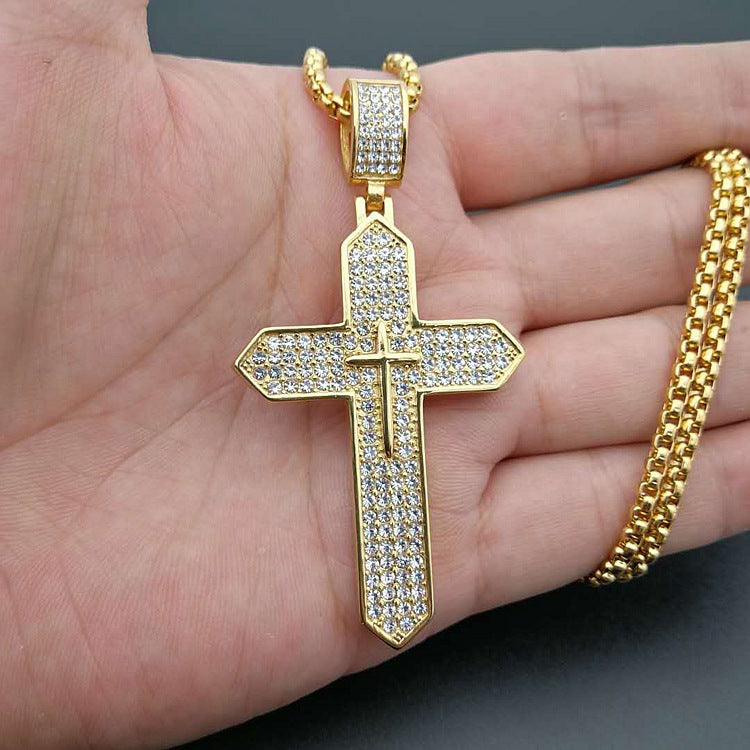 Zircon Necklace Statement Hip Hop Gold Plated Titanium Steel Pendant By Planderful Jewelry