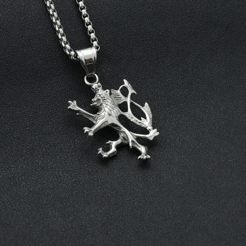 Titanium Steel Lion Pendant Necklace Inspired by Game of Thrones for Men