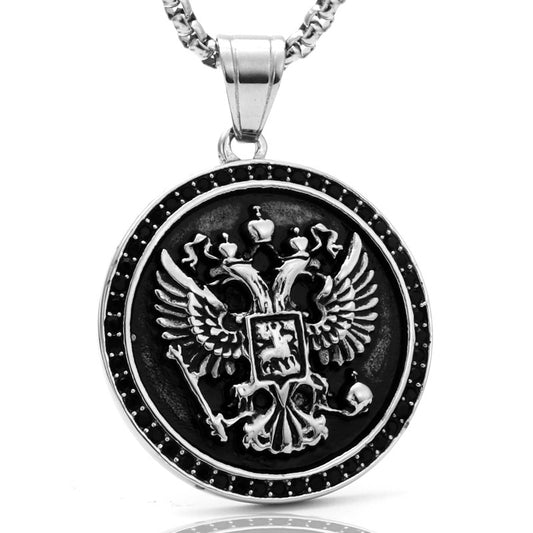 Titanium Steel Eagle Pendant Necklace - Punk Style American Agent Badge for Men