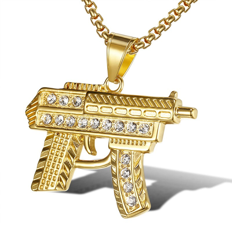 Steel Necklace - Statement Submachine Gun Pendant