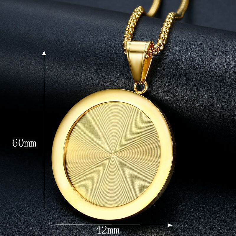 Planderful Hip Hop Angel Pendant Necklace Titanium Steel Gold Plated Micro Inlaid Zircon For Men