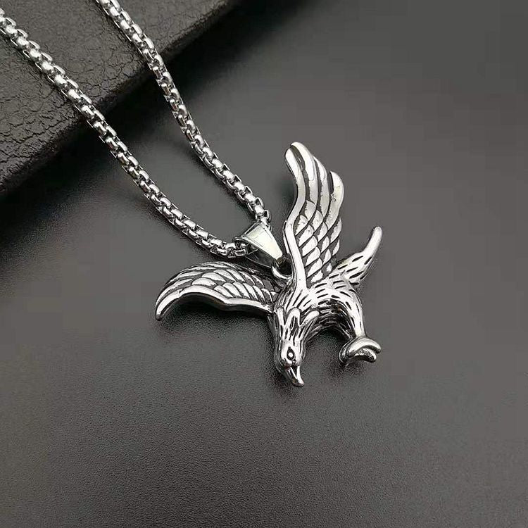 Steel Necklace - Statement Eagle Pendant