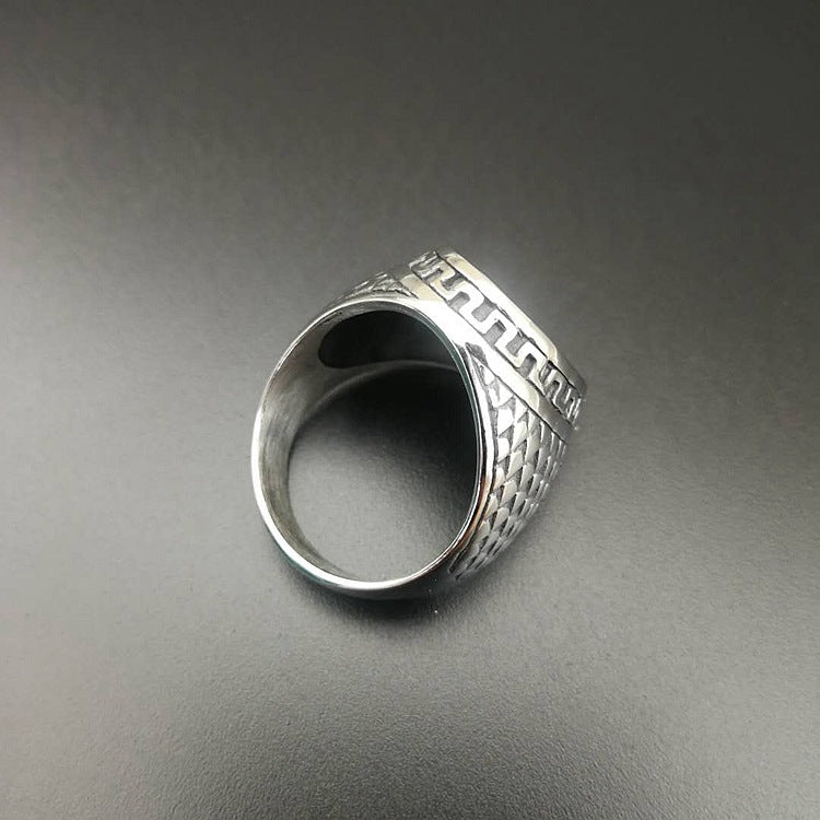 Planderful Everyday Genie Titanium Steel Punk Ring For Men European American Retro Style Polished Band Size 7 To 13