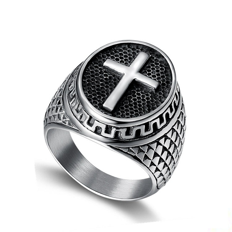 Planderful Everyday Genie Titanium Steel Punk Ring For Men European American Retro Style Polished Band Size 7 To 13