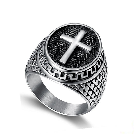 Planderful Everyday Genie Titanium Steel Punk Ring For Men European American Retro Style Polished Band Size 7 To 13