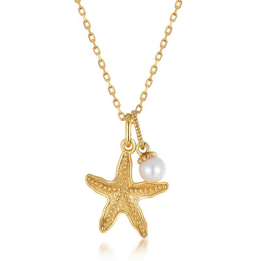 Starfish Natural Freshwater Pearl Sterling Silver Necklace
