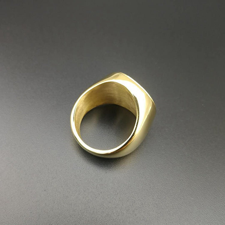 Planderful Everyday Genie Mens David Hexagram Ring Titanium Steel Gold Plated Band