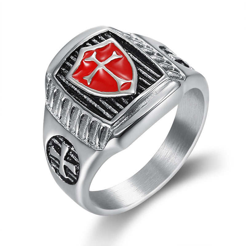 Planderful Knights Templar Ring Titanium Shield Cross For Men Durable Iconic Everyday Genie Edition