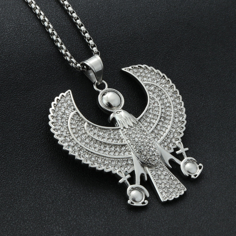 Planderful Titanium Steel Eagle Pendant With Zircon For Agent Unisex Badge Jewelry Symbol Of Protection