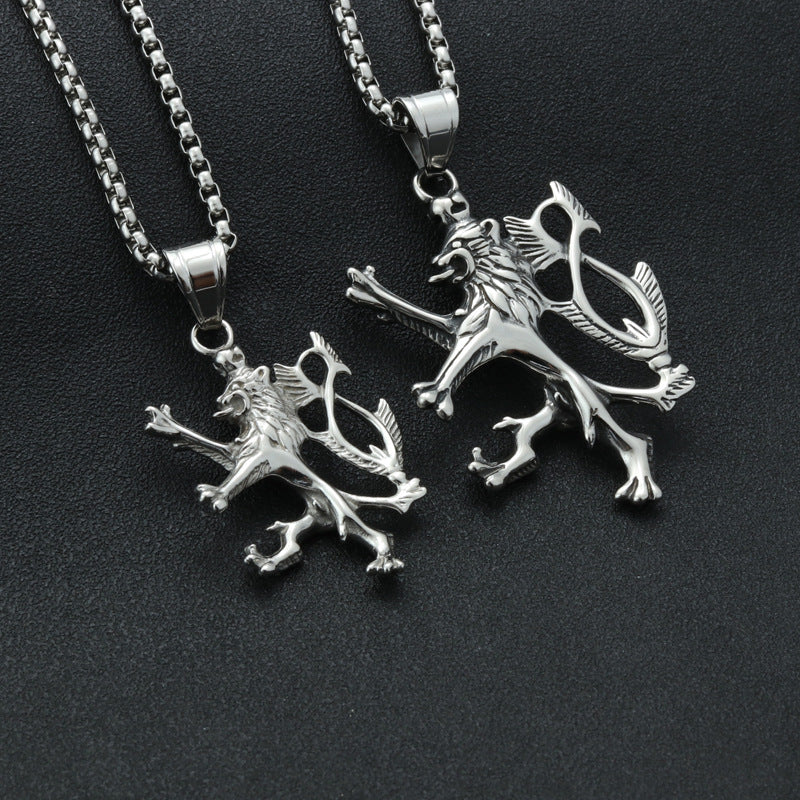 Titanium Steel Lion Pendant Necklace Inspired by Game of Thrones for Men