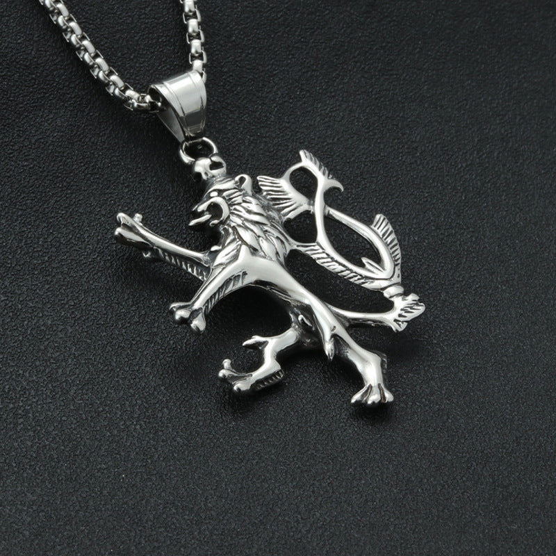 Titanium Steel Lion Pendant Necklace Inspired by Game of Thrones for Men