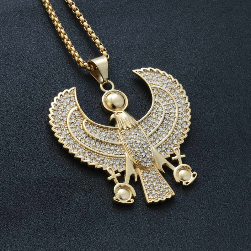 Planderful Titanium Steel Eagle Pendant With Zircon For Agent Unisex Badge Jewelry Symbol Of Protection