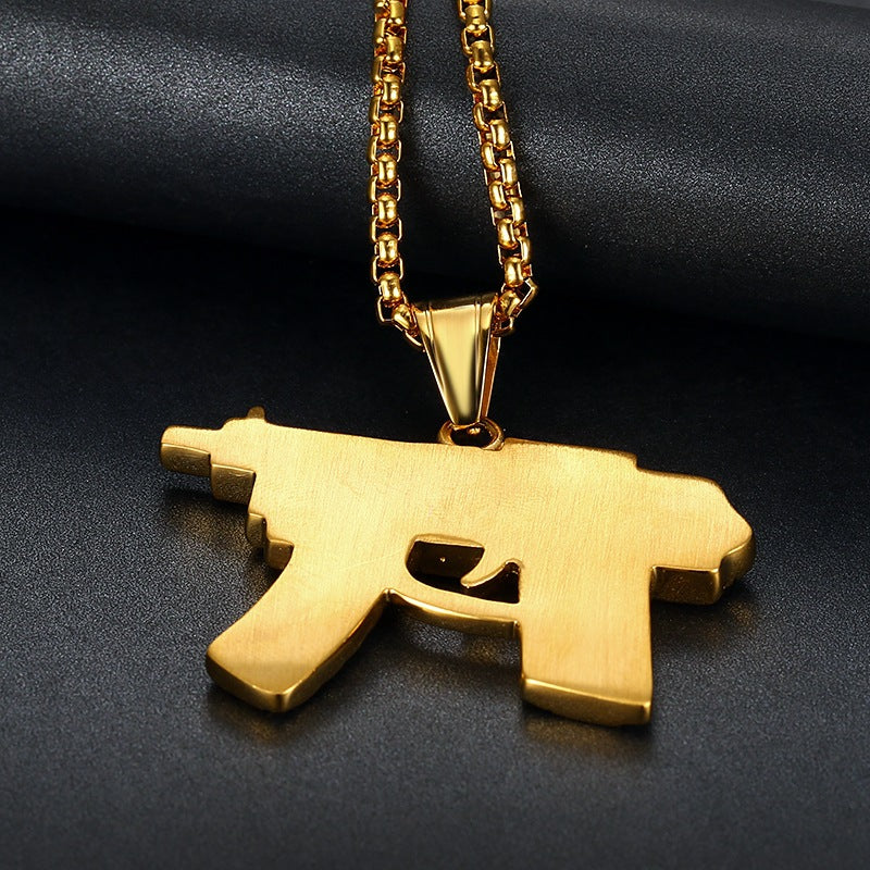 Steel Necklace - Statement Submachine Gun Pendant
