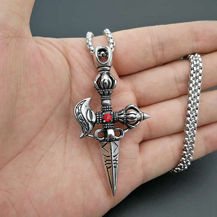 Planderful Titanium Steel Retro Punk Pendant Necklace Edgy