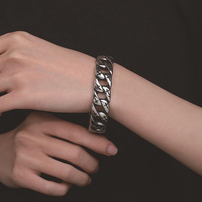 Steel Bracelet – Vintage Men’s Cross Design