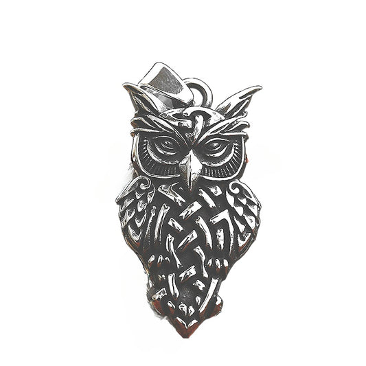 Viking Celtic Knot Owl Pendant in Stainless Steel - Retro Wholesale Jewelry for Men