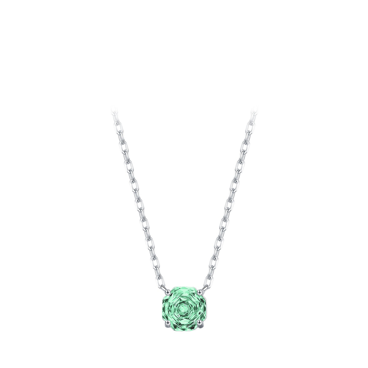 925 Sterling Silver Multicolor Octagonal Rose-Cut Zircon Necklace