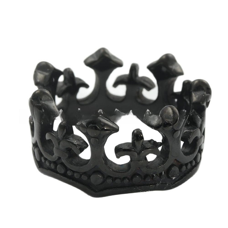 Titanium Steel Crown Ring for Men - Retro Trendy Stainless Steel Accessories from Planderful