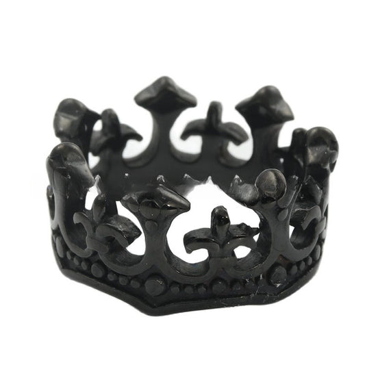Titanium Steel Crown Ring for Men - Retro Trendy Stainless Steel Accessories from Planderful