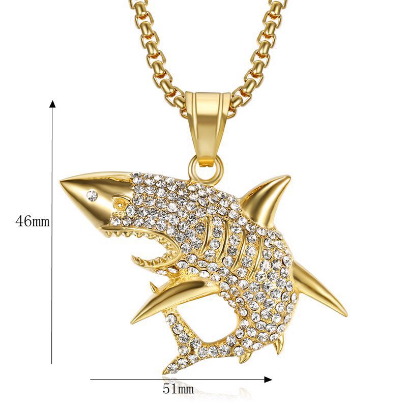 Zircon Necklace – Luxury Hip Hop Shark Pendant