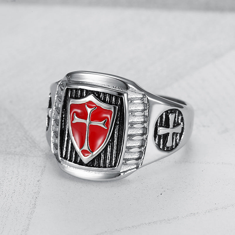 Planderful Knights Templar Ring Titanium Shield Cross For Men Durable Iconic Everyday Genie Edition