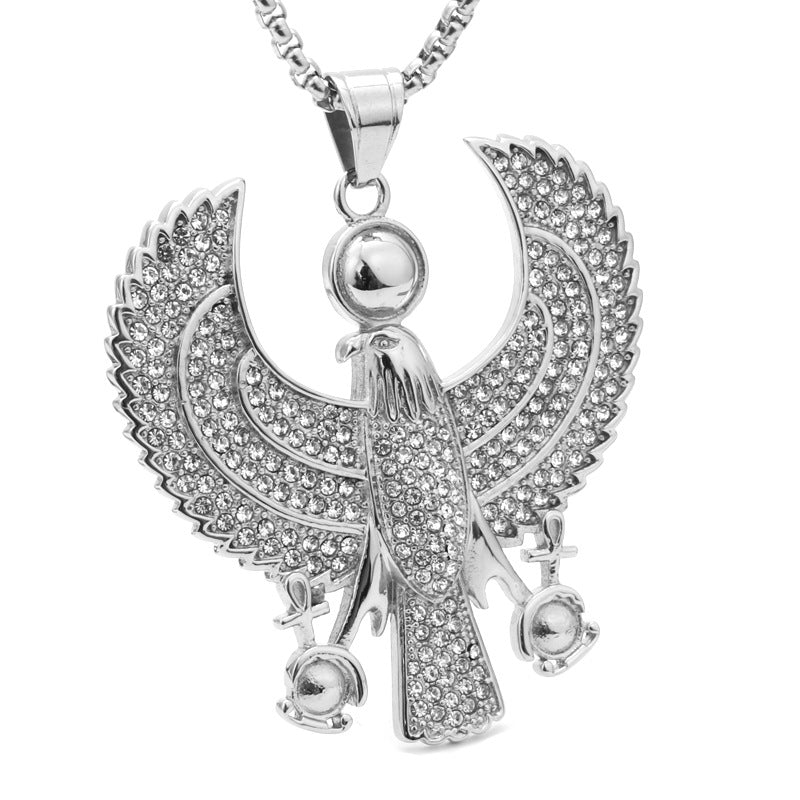 Planderful Titanium Steel Eagle Pendant With Zircon For Agent Unisex Badge Jewelry Symbol Of Protection