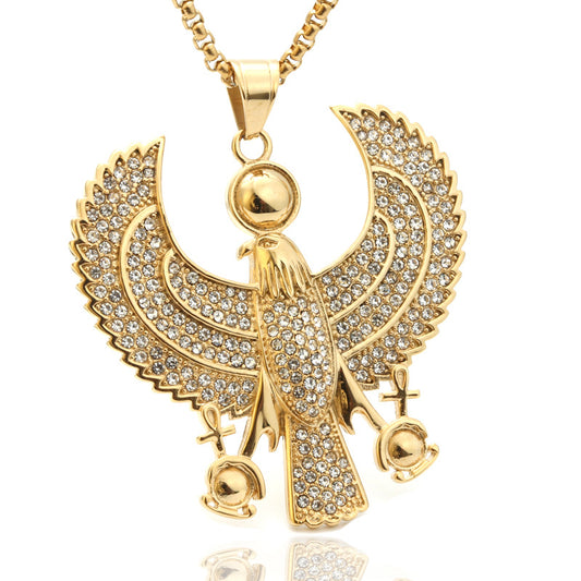 Planderful Titanium Steel Eagle Pendant With Zircon For Agent Unisex Badge Jewelry Symbol Of Protection