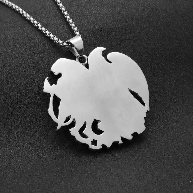 Titanium Steel Double Eagle Pendant - American Agent Badge Necklace for Men