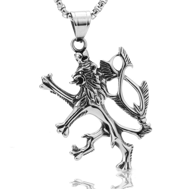 Titanium Steel Lion Pendant Necklace Inspired by Game of Thrones for Men