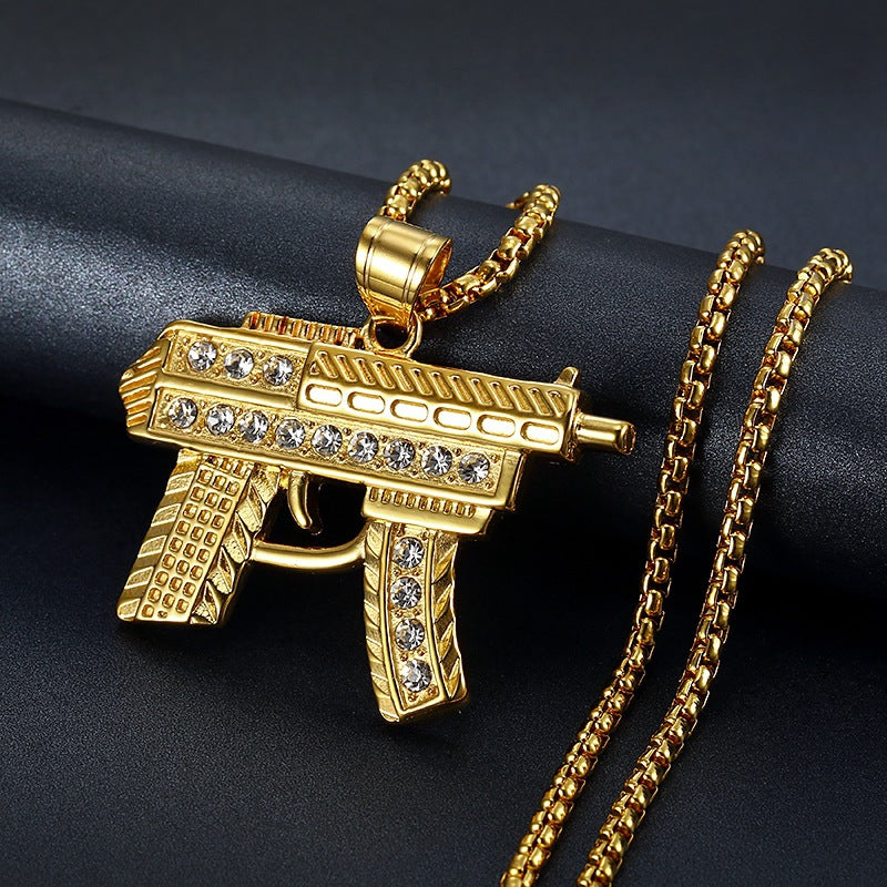 Steel Necklace - Statement Submachine Gun Pendant
