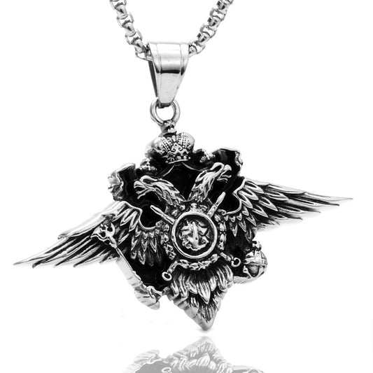 Titanium Steel Eagle Badge Necklace for Men - Stylish Rhombus Pendant by Planderful