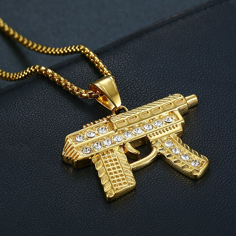 Steel Necklace - Statement Submachine Gun Pendant