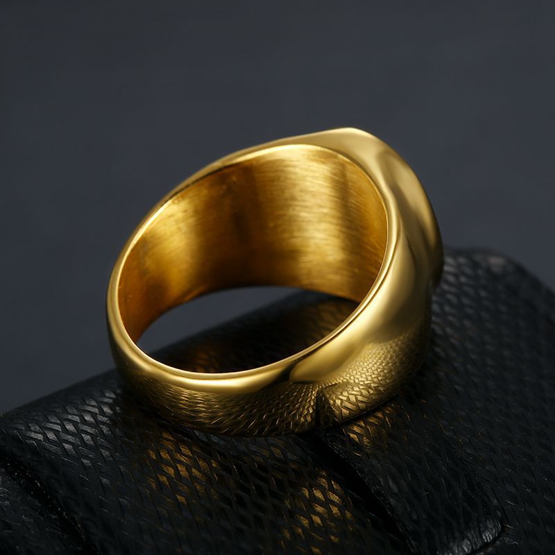 Planderful Premium Everyday Genie Hip Hop Ring For Men Titanium Steel Gold Plated Blue Inlay Freemason AG