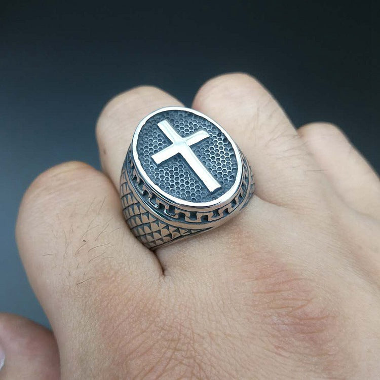 Planderful Everyday Genie Titanium Steel Punk Ring For Men European American Retro Style Polished Band Size 7 To 13