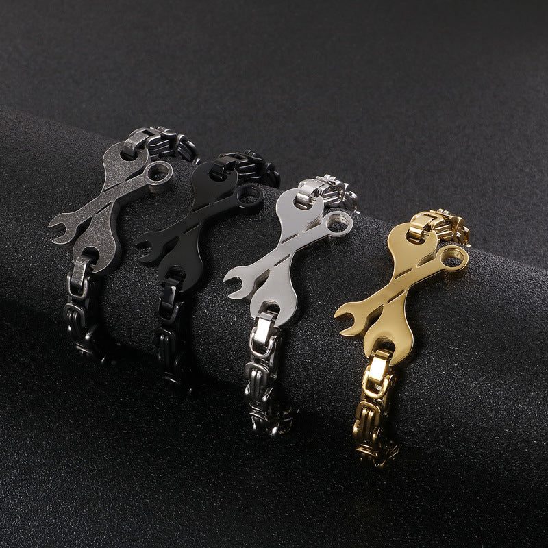 Titanium Steel Men's Bracelet with Creative Personality Wrench Design - Fashion Trend Emperor Return Chain