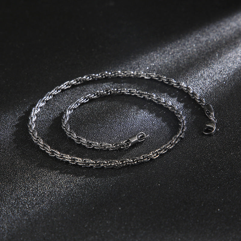 Foreign Trade Stainless Steel Simple Woven Men's Chain, Versatile Trendy Men's Titanium Steel Necklace