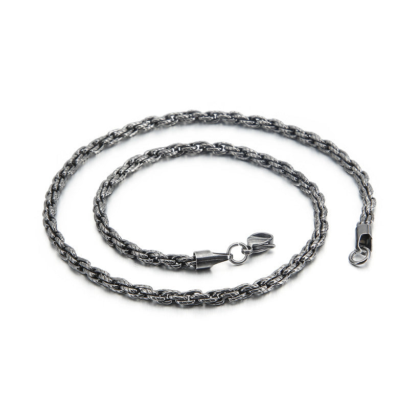 Foreign Trade Stainless Steel Simple Woven Men's Chain, Versatile Trendy Men's Titanium Steel Necklace