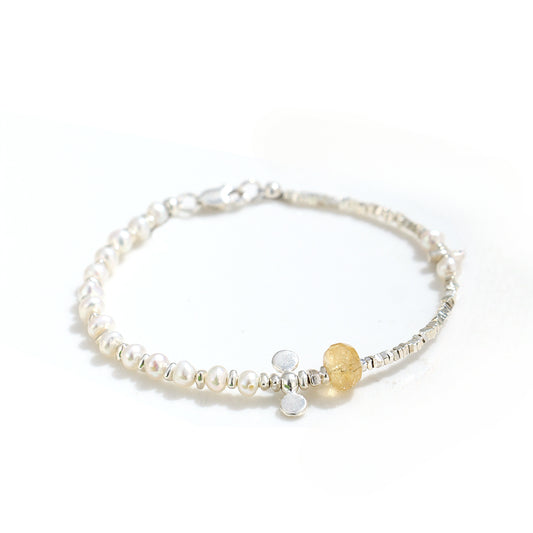 Planderful Fortune's Favor Bracelet – Elegant Natural Pearl and Citrine Design