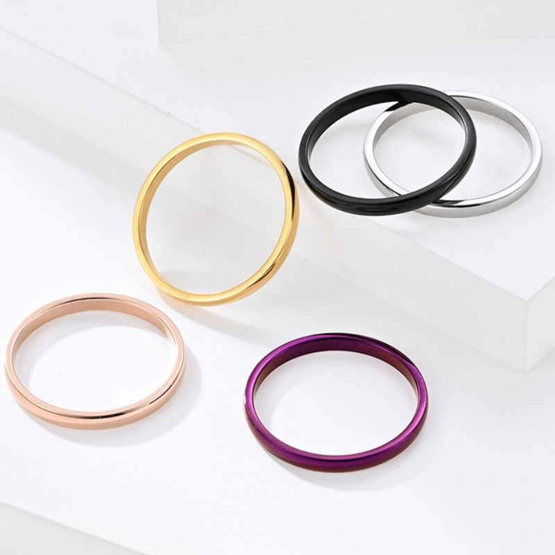 Minimalist Stainless Steel 2mm Single Tail Couple Ring