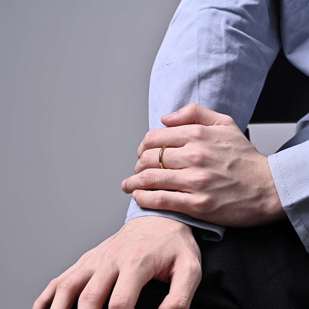 Elegant Titanium Steel Gold-Plated Couple Rings for All